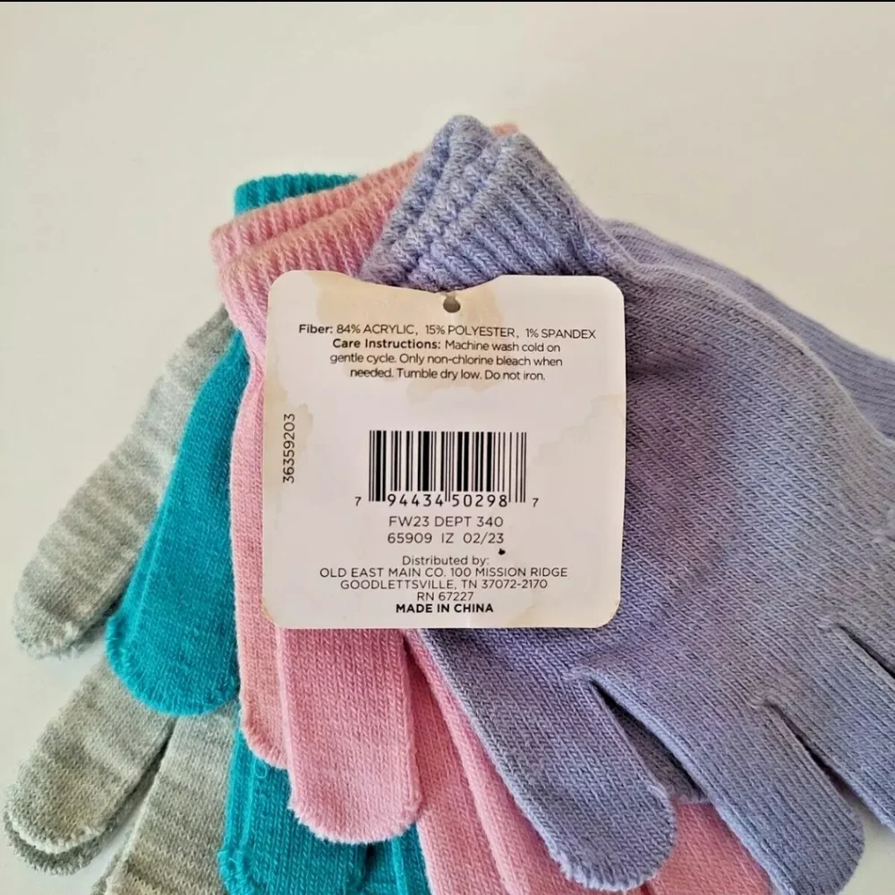 Old East Main Co Kids' Gloves 4 Pack Assorted Colors Winter Knit Warm Snow Gift